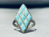 Brilliant Vintage Native American Zuni Blue Gem Turquoise Sterling Silver Ring-Nativo Arts