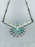 Cute Vintage Native American Zuni Needle Turquoise Sterling Silver Necklace Old-Nativo Arts
