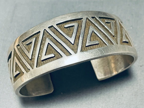 Amazing Native American Navajo J.cowboy Signed Sterling Silver Bracelet-Nativo Arts