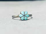Adorable Vintage Native American Zuni Blue Gem Turquoise Sterling Silver Ring-Nativo Arts