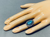 Traditional Vintage Native American Navajo Morenci Turquoise Sterling Silver Ring-Nativo Arts