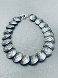 Unique Native American Navajo Sterling Silver Handstamped Signed Bracelet-Nativo Arts