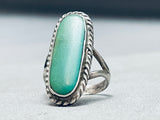 Soft Green Vintage Native American Navajo Sterling Silver Rope Ring Old-Nativo Arts
