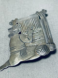 Traditional Vintage Native American Navajo Sterling Silver Weaver Pin-Nativo Arts