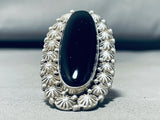 Ben Begaye Heavy Vintage Native American Navajo Onyx Sterling Silver Ring-Nativo Arts