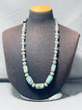 The Best Vintage Native American Navajo Turquoise Inlay Sterling Silver Tubule Necklace-Nativo Arts