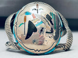 6.5 Inch Wrist Vintage Native American Navajo Charlie Bowie Sterling Silver Turquoise Bracelet-Nativo Arts