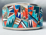 6.5 Inch Wrist Vintage Native American Navajo Tommy Jackson Inlay Sterling Silver Bracelet-Nativo Arts