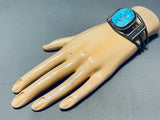 Colossal Vintage Native American Navajo Kingman Turquoise Sterling Silver Bracelet-Nativo Arts