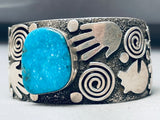 Al Sanchez Vintage Native American Navajo Turquoiuse Sterling Silver Petroglyph Bracelet-Nativo Arts