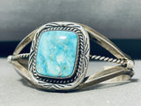 Stunning Vintage Native American Navajo Blue Gem Turquoise Sterling Silver Bracelet-Nativo Arts