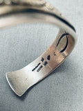 Detailed Hand Carved Vintage Native American Navajo Sterling Silver Gold Bracelet-Nativo Arts
