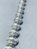 115 Grams Vintage Native American Navajo Hand Tooled Sterling Silver Bead Necklace-Nativo Arts