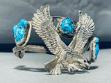Fly Like An Eagle Vintage Native American Navajo Turquoise Sterling Silver Bracelet-Nativo Arts