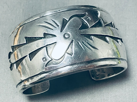 One Of The Most Unique Rounded Swirl Sterling Silver Vintage Native American Navajo Bracelet-Nativo Arts