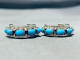 Exquisite Vintage Native American Navajo Sleeping Beauty Turquoise Sterling Silver Earrings-Nativo Arts