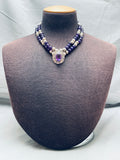 One Of The Most Fab Vintage Native American Navajo Amethyst Sterling Silver Necklace-Nativo Arts