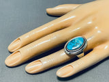 Unforgettable Vintage Native American Navajo Spiderweb Turquoise Sterling Silver Ring-Nativo Arts