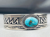 One Of The Coolest Geomtric Vintage Native American Navajo Turquoise Sterling Silver Bracelet-Nativo Arts