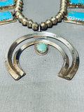 Chris Benson Vintage Native American Navajo Turquoise Sterling Silver Squash Blossom Necklace-Nativo Arts