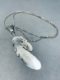 Sam Kee Vintage Native American Navajo Feather Sterling Silver Necklace!-Nativo Arts