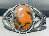 Hand Tooled Vintage Sterling Silver Native American Navajo Petrified Wood Bracelet-Nativo Arts