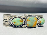 Opulent Vintage Native American Navajo Green Turquoise Sterling Silver Bracelet-Nativo Arts