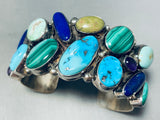 Dazzling Vintage Signed Native American Zuni Morenci Royston Turquoise Lapis Silver Bracelet-Nativo Arts