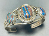 Rare Vintage Native American Navajo Calsilica Sterling Silver Bracelet Cuff-Nativo Arts