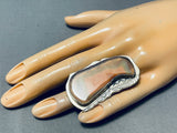 Outstanding Native American Navajo Agate Sterling Silver Ring Signed-Nativo Arts
