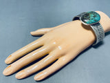 Stunning Vintage Native American Navajo Giant Spiderweb Turquoise Sterling Silver Bracelet-Nativo Arts