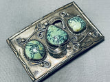 Important Vintage Native American Navajo Damale Turquoise Sterling Silver Buckle-Nativo Arts
