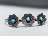 Beautiful Flowers Vintage Native American Navajo Turquoise Sterling Silver Bracelet-Nativo Arts