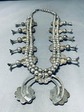 240 Grams Gasp! Vintage Native American Navajo Turquoise Sterling Silver Squash Blossom Necklace-Nativo Arts