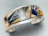 Best 6.5 Inch Wrist Vintage Native American Navajo Tan Agate Inlay Sterling Silver Bracelet-Nativo Arts