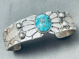 Rare Butterfly Concho Vintage Native American Navajo Morenci Turquoise Sterling Silver Bracelet-Nativo Arts