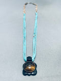 Rare Turtle Vintage Santo Domingo Turquoise Heishi Turtle Sterling Necklace-Nativo Arts