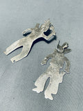 Amazing Vintage Navajo/ Mexican Sterling Silver Dynamic Duo Earrings-Nativo Arts