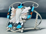 Dazzling Native American Zuni Inlay Sleeping Beauty Turquoise Sterling Silver Butterfly Cuff-Nativo Arts