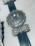 Gasp! Hand Tooled Vintage Native American Navajo Turquoise Sterling Silver Concho Belt-Nativo Arts
