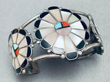 Huge Quality Vintage Native American Zuni Turquoise Inlay Sterling Silver Bracelet-Nativo Arts