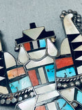 One Of The Highest Quality Vintage Native American Zuni Inlay Sterling Silver Pin Turquoise-Nativo Arts