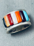 Ray Adakai Striking Vintage Native American Navajo Onyx Sterling Silver Ring-Nativo Arts