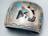 One Of The Coolest Ever Vintage Native American Navajo Bird Inlay Sterling Silver Bracelet-Nativo Arts