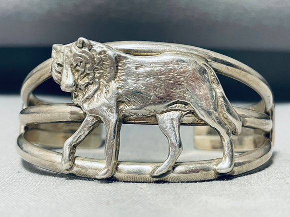 Curious Wolf Vintage Sterling Silver Bracelet Cuff-Nativo Arts