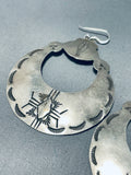 Traditional Vintage Native American Navajo Sterling Silver Large Hoop Earrings-Nativo Arts