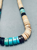 Superior Vintage Navajo Turquois Shell Heishi Sterling Silver Necklace Old-Nativo Arts