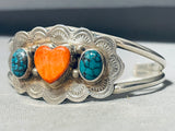 Heart Culture Vintage Native American Navajo Spiderweb Turquoise Sterling Silver Bracelet-Nativo Arts