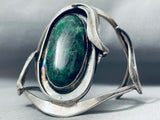 Huge Vintage Native American Navajo Variscite Sterling Silver Leaf Shadowbox Bracelet-Nativo Arts