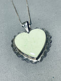 Iconic Vintage Native American Navajo Gaspeite Sterling Silver Heart Necklace-Nativo Arts